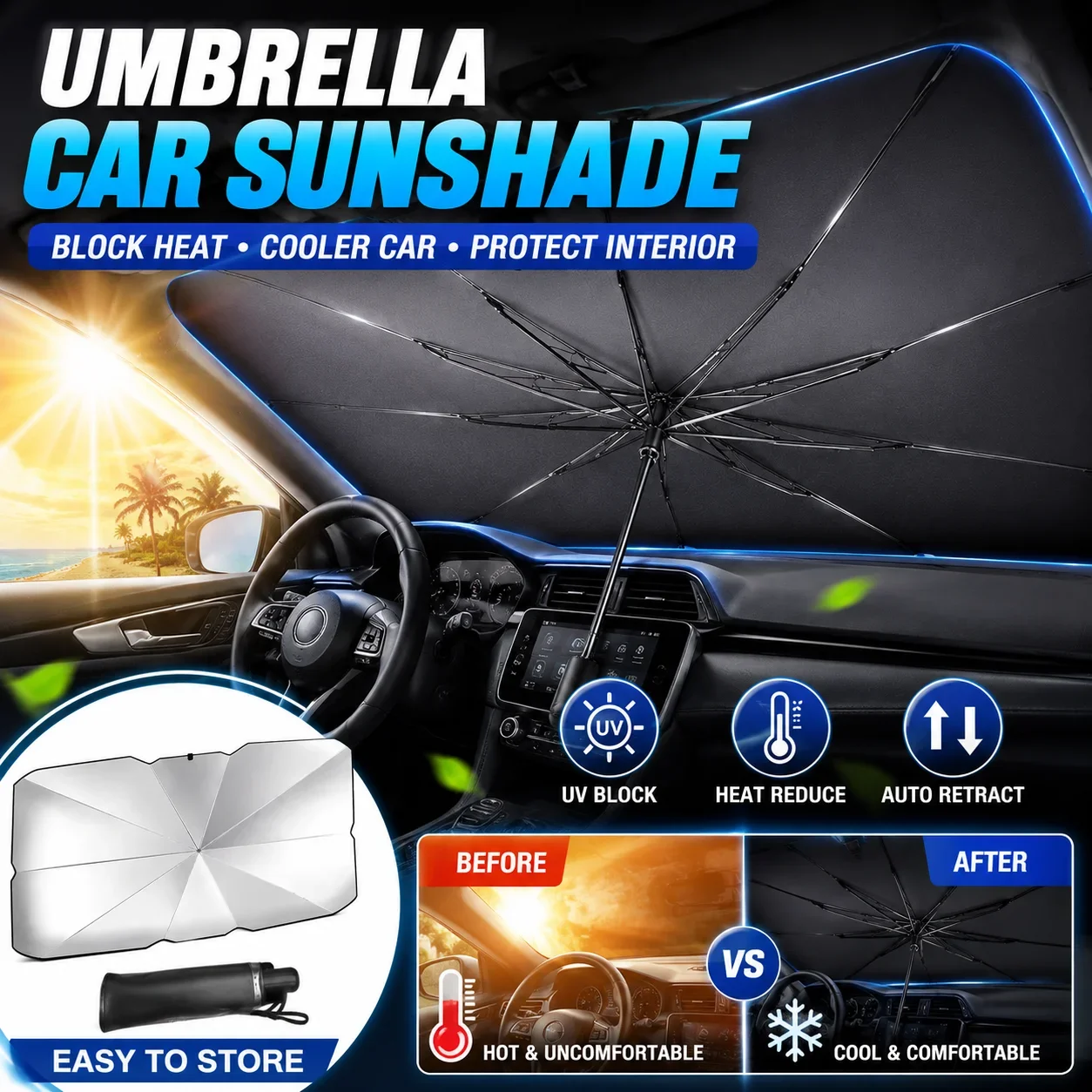Car Sunshade Windshield Umbrella Foldable - Foldable Car Umbrella Sunshade Front Windshield